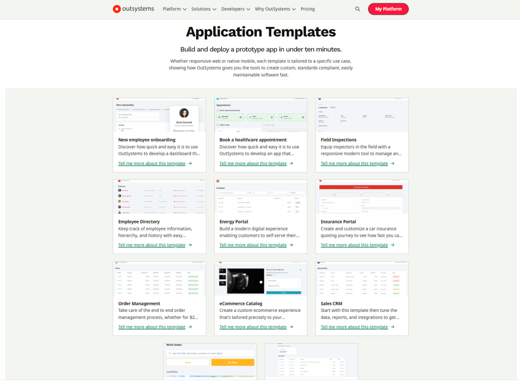 Templates OutSystems